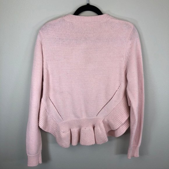Soft Pink Cotton Ruffle Peplum Sweater - Picture 8 of 8